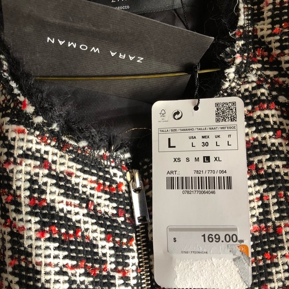 🔴❄️ZARA WOMAN BLACK TWEED JACKET NE SIZE XL/L🔴 - Picture 6 of 7